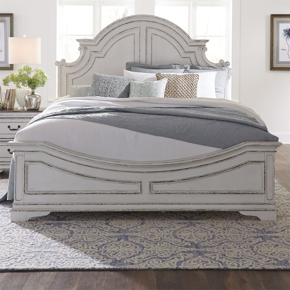 Magnolia Manor Antique White King Panel Bed