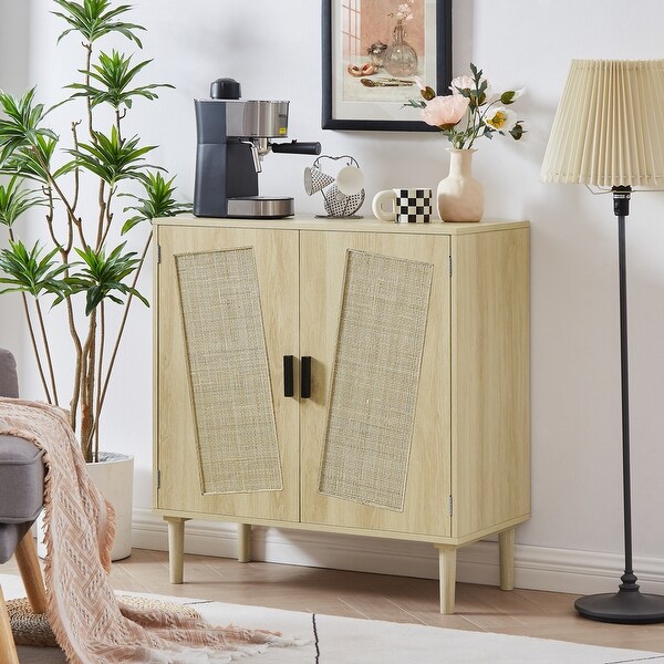 Kitchen Cabinet Console Tables with Rattan - 34.6