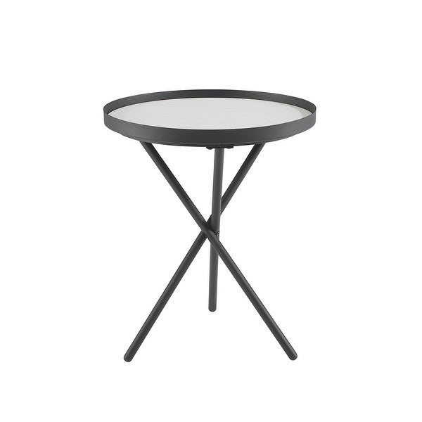 Middlebrook Minimal Faux Marble Gallery-Top Round Side Table