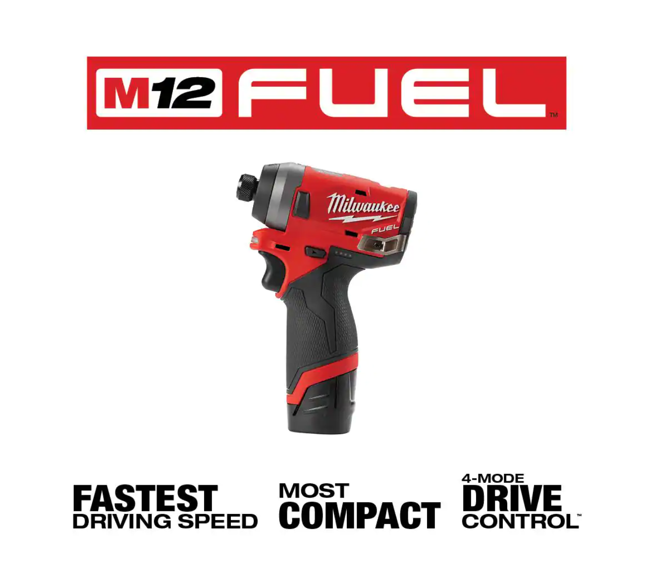 Milwaukee 2553-22-2415-20 M12 FUEL 12V Lithium-Ion Brushless Cordless 1/4 in. Hex Impact Driver Kit W/ M12 Right Angle Drill