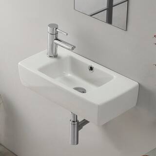 Nameeks City Wall Mounted Bathroom Sink in White CeraStyle 001600-U-One Hole