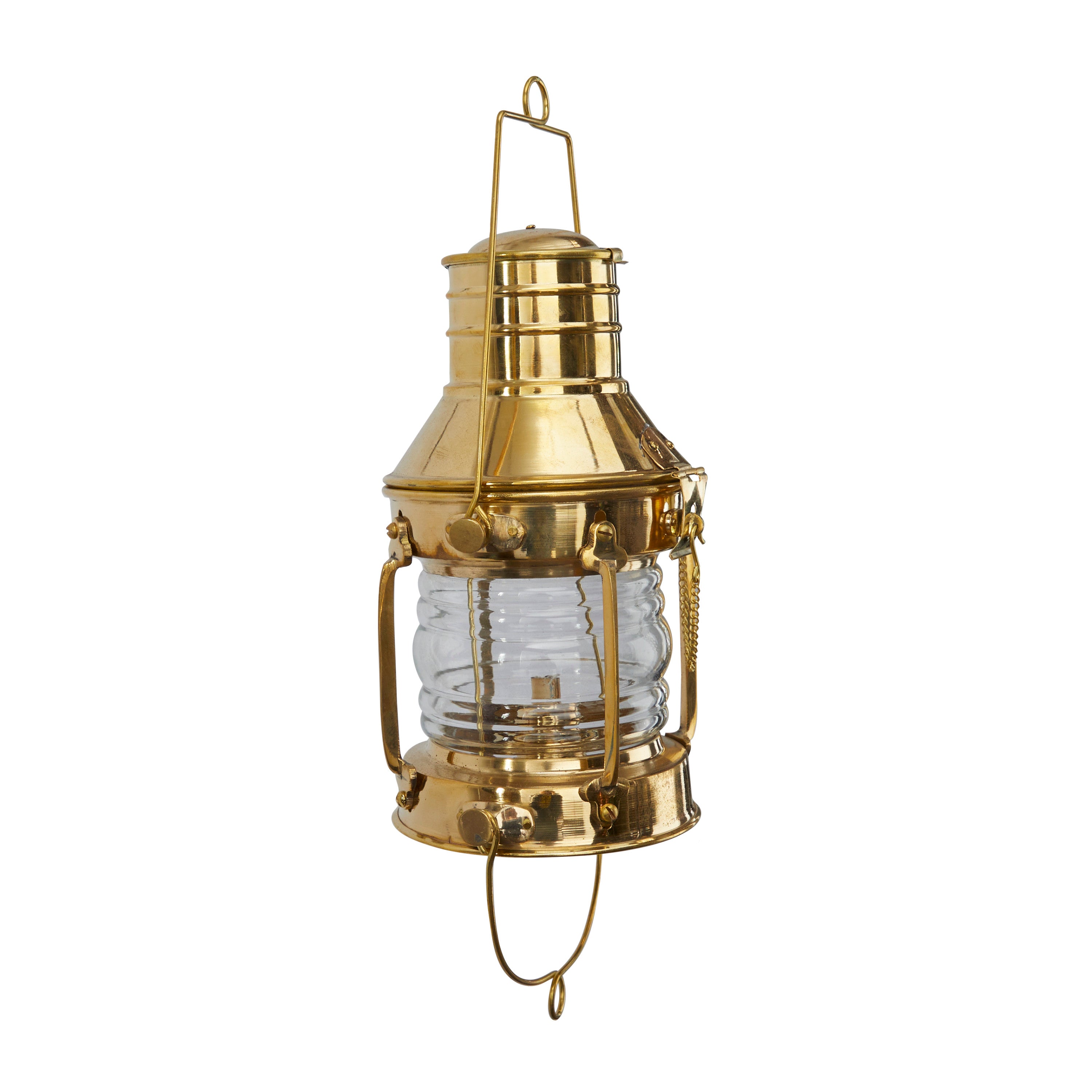 DecMode Gold Brass Candle Lantern with Handle