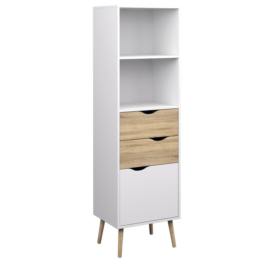 Carson Carrington Kristiansund White Oak 2 drawer 1 door Bookcase