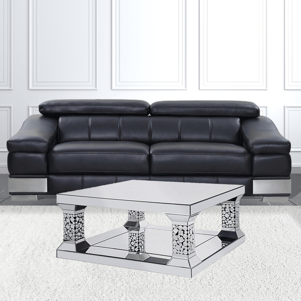 40 quotSilver Mirrored Square Mirrored Coffee Table   Coffee Tables   by HomeRoots  Houzz