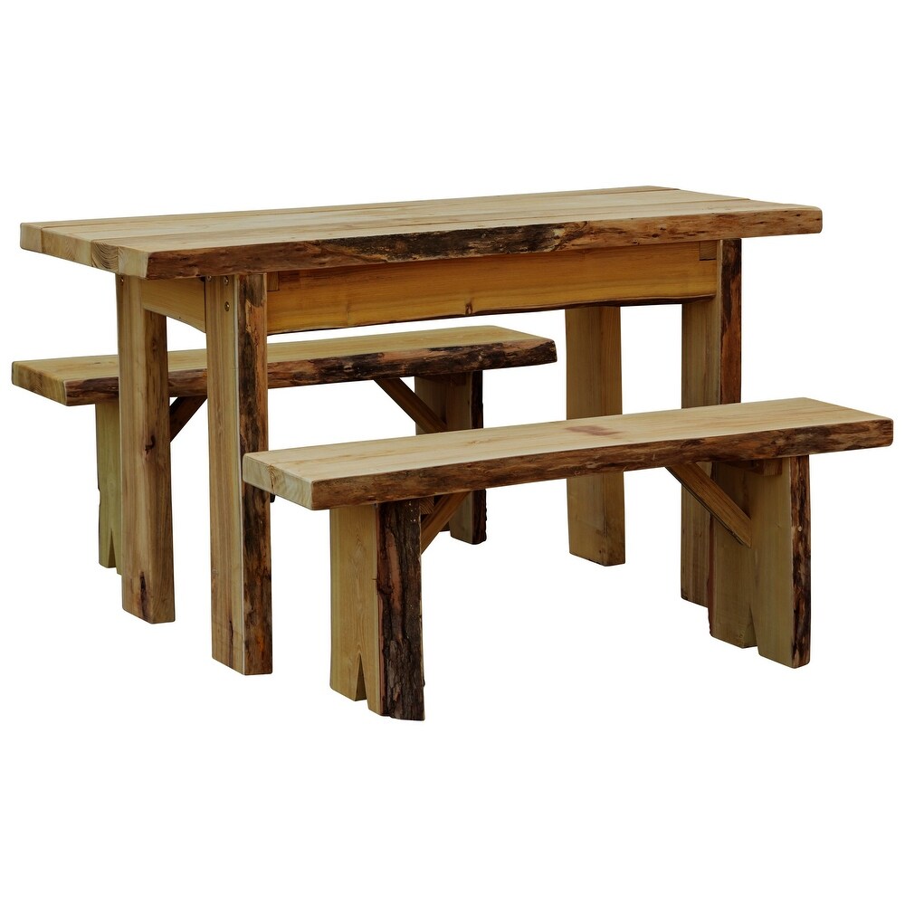 Live Edge Locust Wood 5' Autumnwood Table with 5' Wildwood Benches