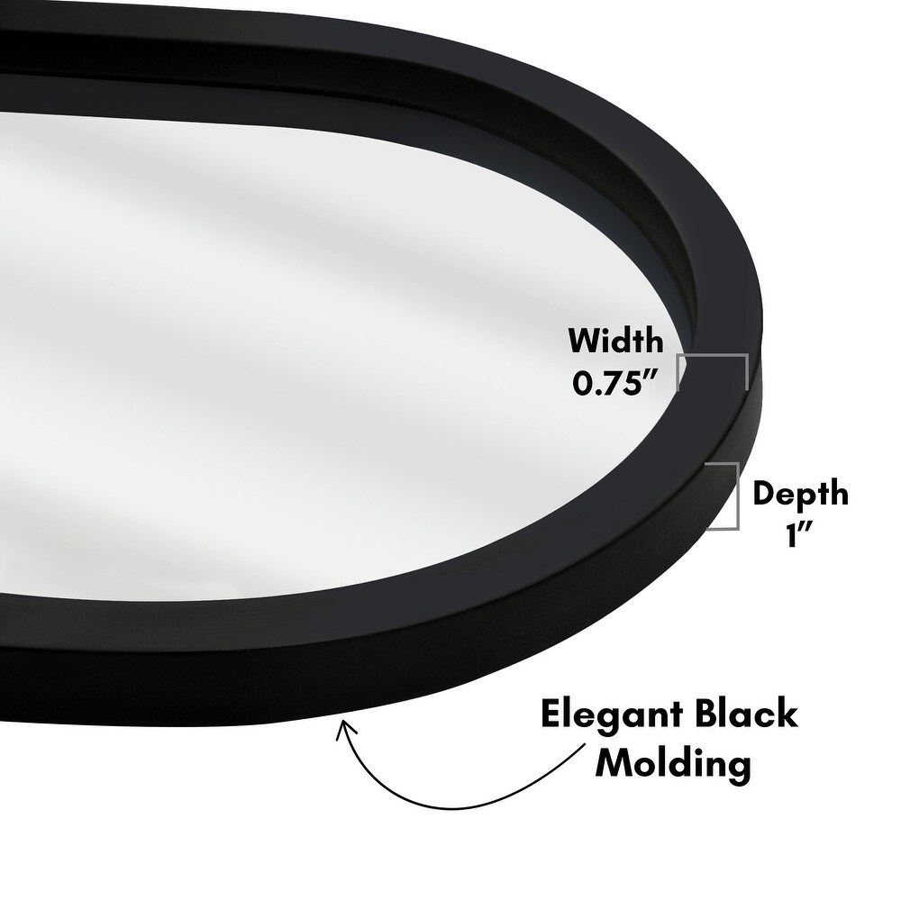 12x24 Black Oval Mirror   Framed Oval Mirror for Bathroom  Living Room  Bedroom   Vertical Mount Oval Wall Mirror