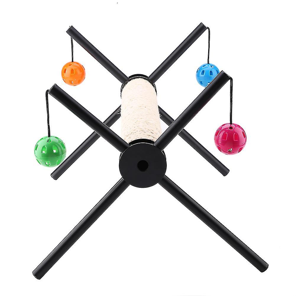 Multifunctional Cat Scratching Post with 4 Bell Balls Stable Framework Cat Game Toy