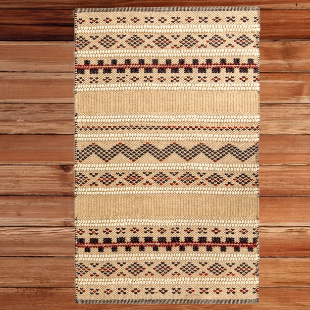 Deerlux Handwoven Boho Beige Textured 100 Wool Flatweave Kilim Rug 2 x27 X 3 x27