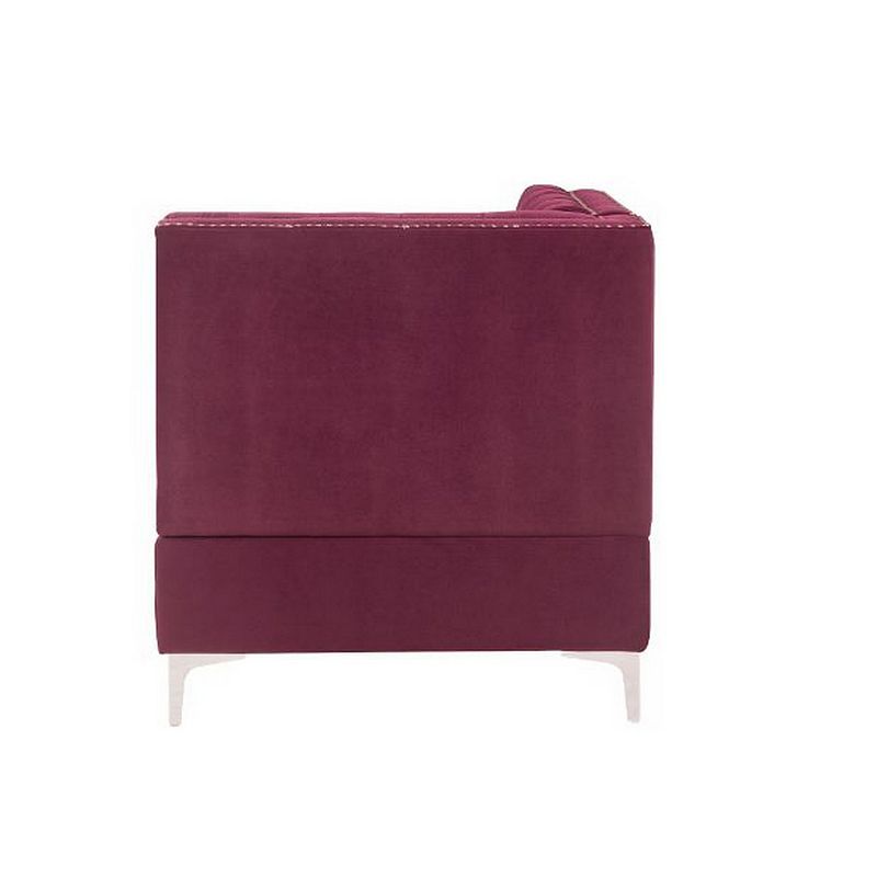 Corner Wedge with Velvet Upholstery and Metal Legs， Red