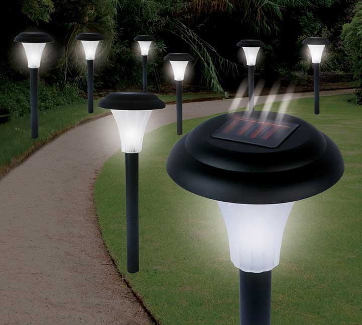 Pure Garden Solar Powered Black Accent Lights， Set of 8