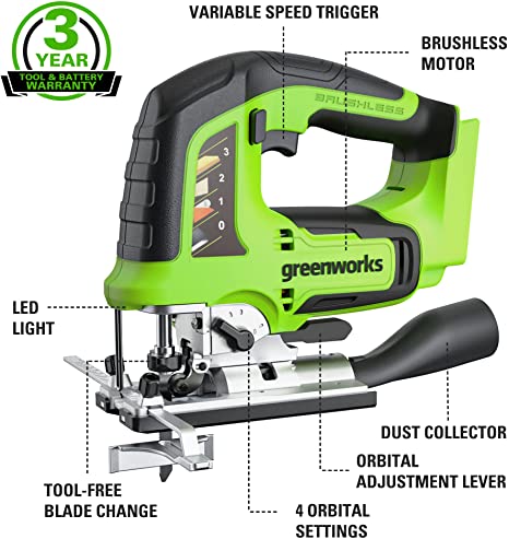 24V Cordless Battery Jig Saw w/ 4.0Ah USB Battery  Charger