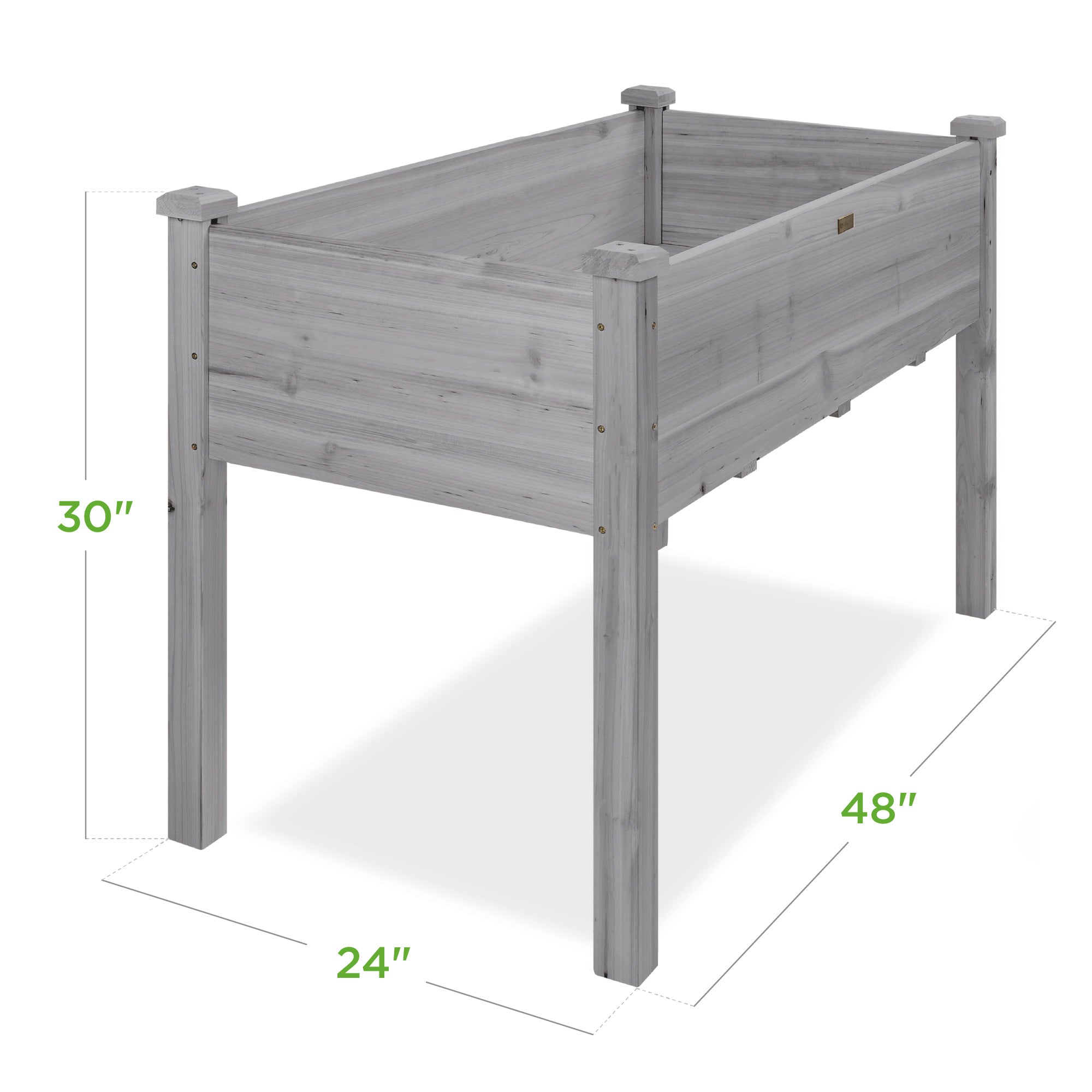 Best Choice Product 48x24x30in Raised Garden Bed, Elevated Wooden Planter for Yard w/ Foot Caps, Liner - Gray