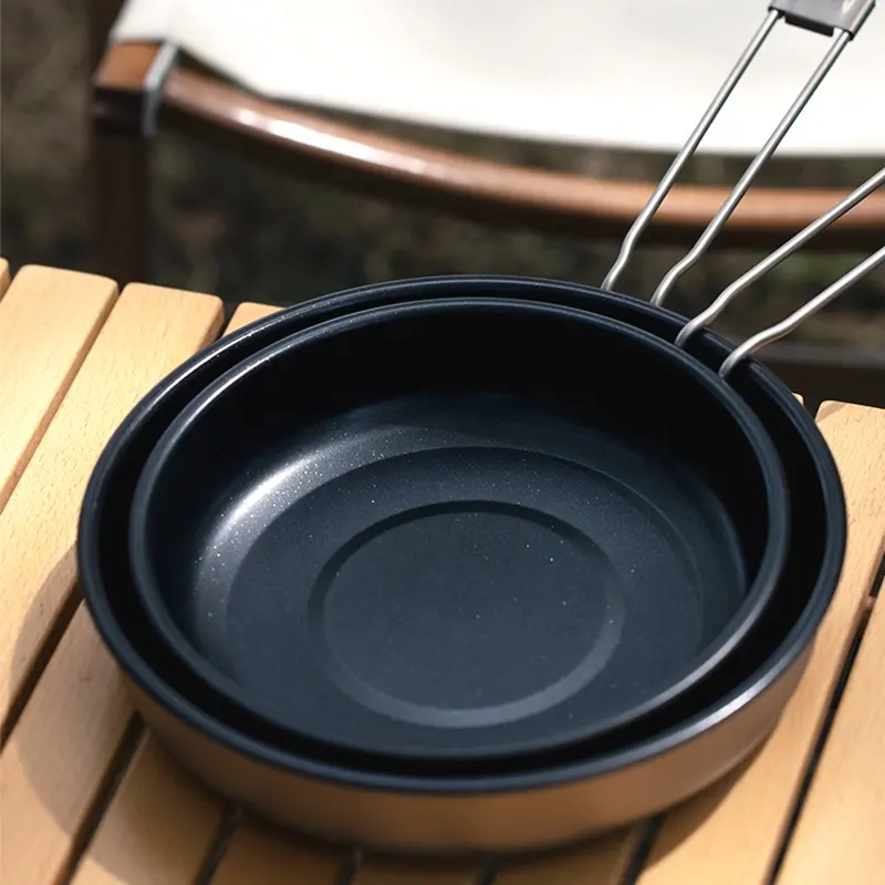 Outdoor camping accessories Non stick Frying Pan Titanium Skillet Camping Pan Outdoor Ultralight Hiking Plate Dish Bowl