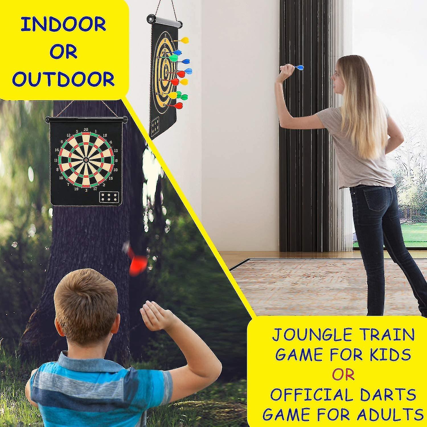 Magnetic Dart Board， Indoor Outdoor Dart Games For Kids With 12pcs Magnetic Darts， Safety Toy Games， Rollup Double Sided Board Game Set For Gifts