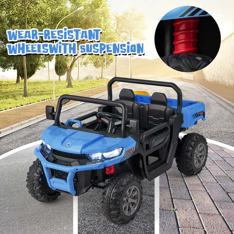 2-Seater Kids Ride On UTV, 12V Battery Powered Electric Toy Car with Remote Control, Dump Bed & Extra Shovel