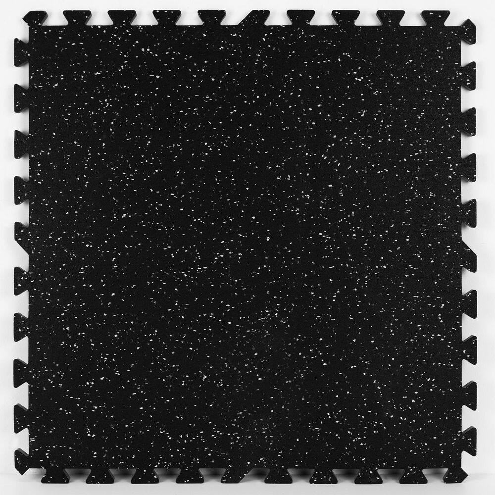 FloorPops Basalt Black 24 in. W x 24 in. L x 0.47 in. Thick Rubber Interlocking Exercise Floor Tiles (4 tilescase) FPR4267