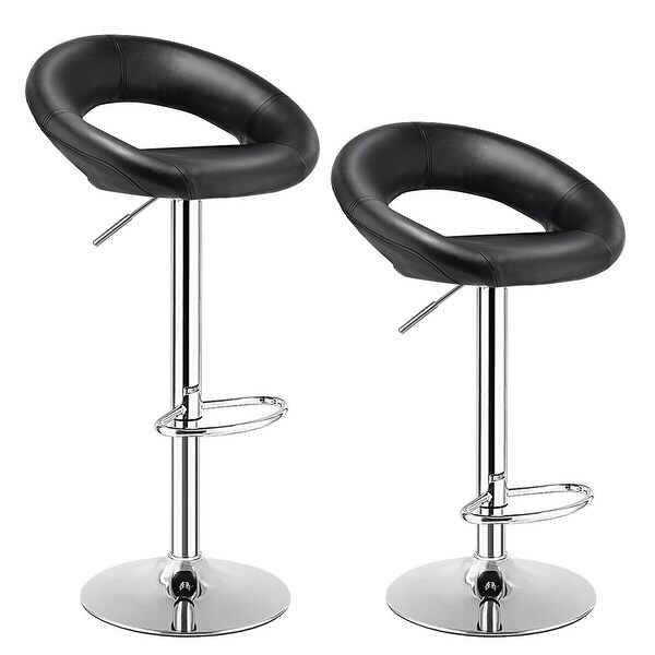 Gymax Set of 4 Adjustable Bar Stools Swivel Pub Chairs Barstools PU - See Details