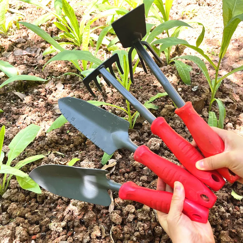 Garden Agricultural Hand Tools Indoor Outdoors Rubber Handle Garden Tools Trowel Set Shovel