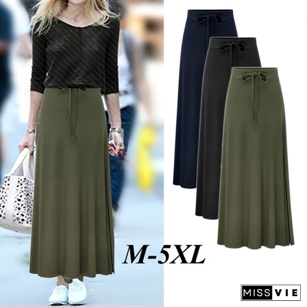 Spring Summer Women Fashion Casual Dress High Waist Loose Street Style Skirt Plus Size