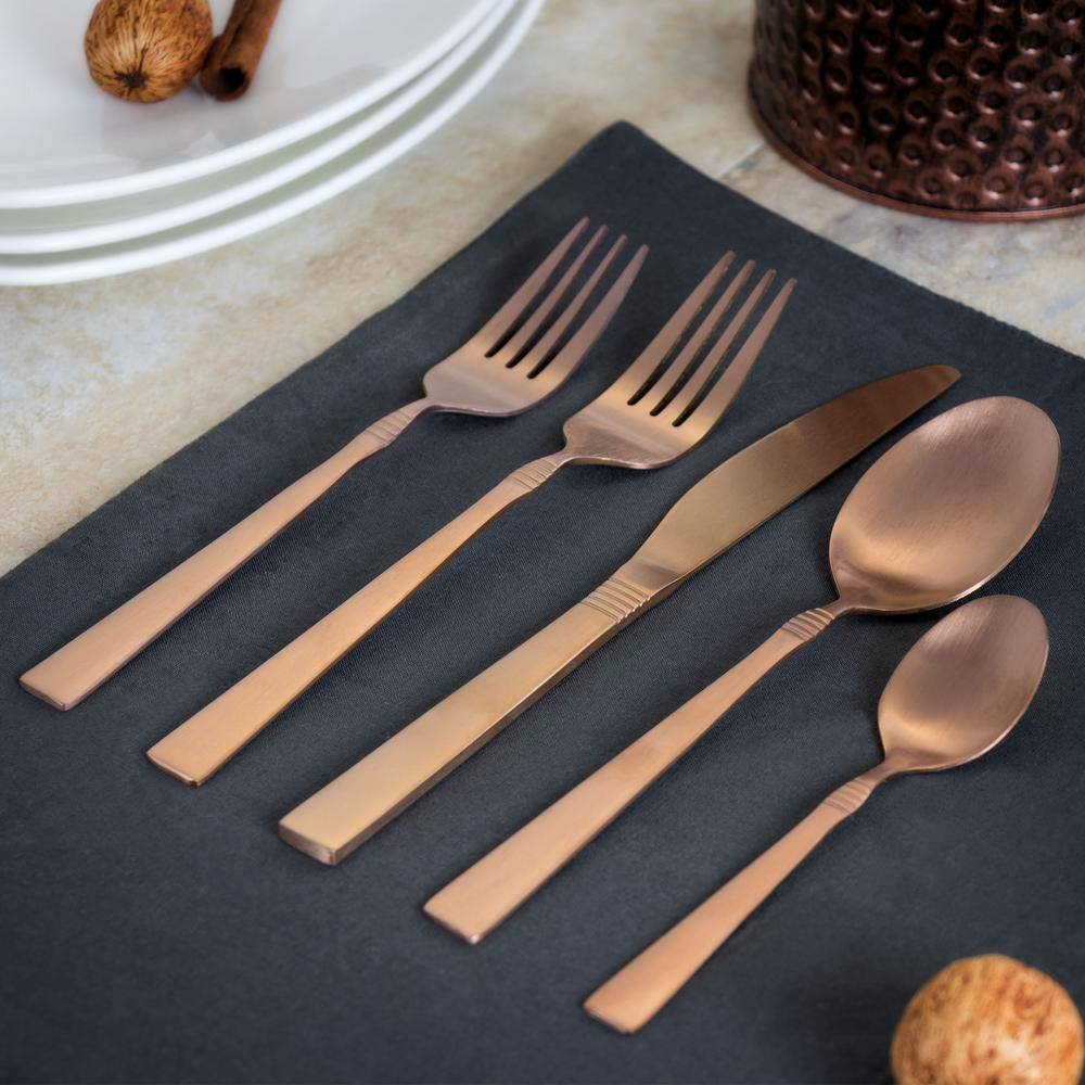 MegaChef Cravat 20-Piece Matte Rose Stainless Steel Flatware Set (Service for 4) 985112458M