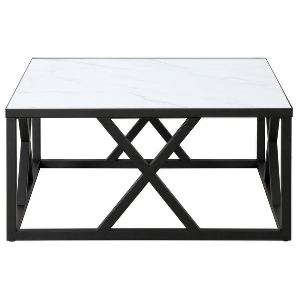 Jedrek 35'' Wide Square Coffee Table with Faux Marble Top