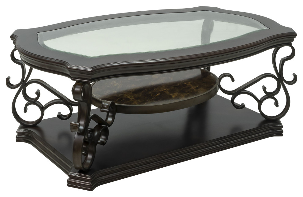 3 Tier Cocktail Table Glass Top   Mediterranean   Coffee Tables   by Abrihome  Houzz