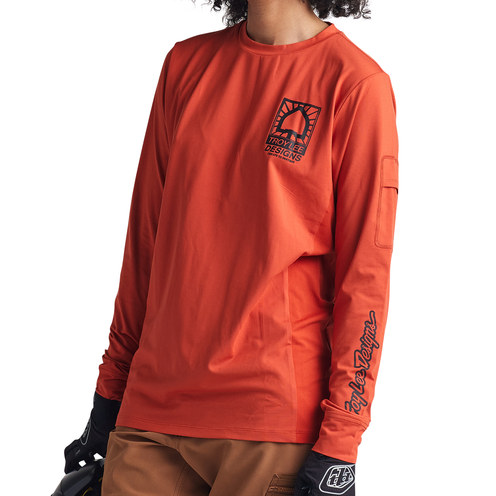 Troy Lee Designs Ruckus Long Sleeve Ride Tee - Bolts - Create To Destroy - Brick