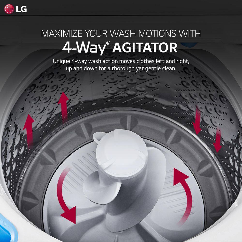 LG 4.3 Cu. Ft. Top Load Washer in White with 4-Way Agitator NeveRust Drum and TurboDrum Technology WT7005CW