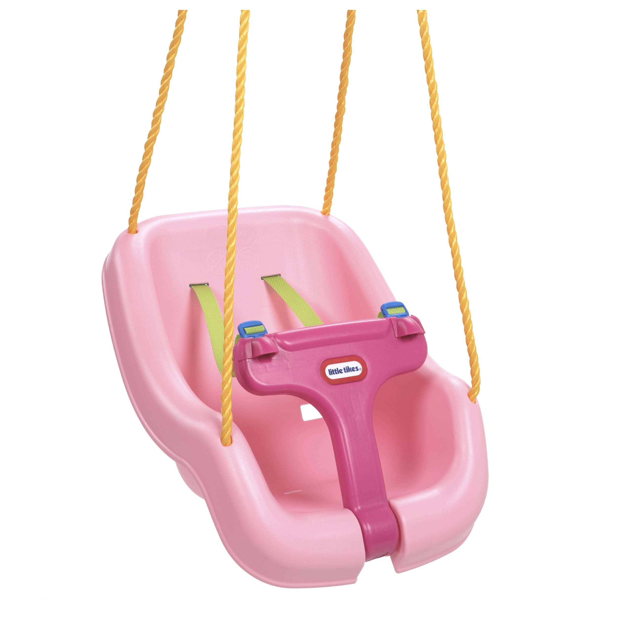 Little Tikes 2-in-1 Snug 'n Secure Swing with High Back and T-Bar， Pink- Infant Baby Toddler Swing， Outdoor Backyard Play Toy for Girls Boys Ages 9 months to 1 2 3 Years Old