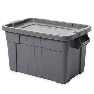 20 Gal. Plastic Durable Storage Bin with Lid in Gray (1-Pack) bin-454