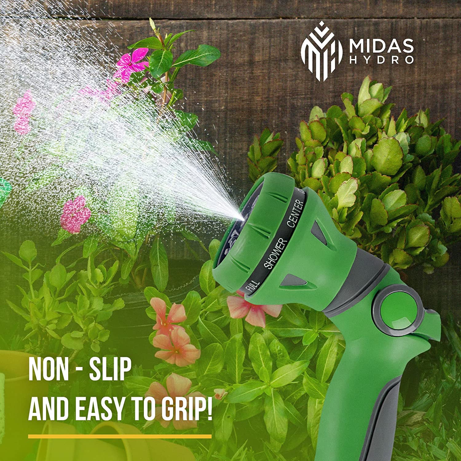 Midas Hydro Garden Hose Sprayer Nozzle - Heavy Duty Water Hose Sprayer Nozzle - 8 Settings