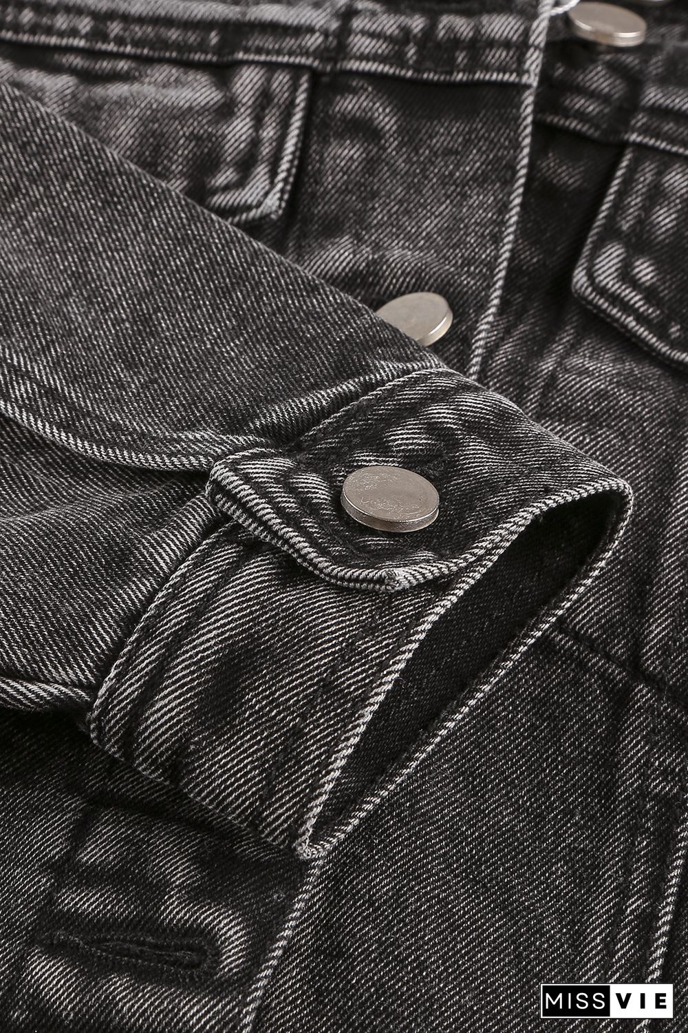 Gray Wash Button Pocket Denim Jacket