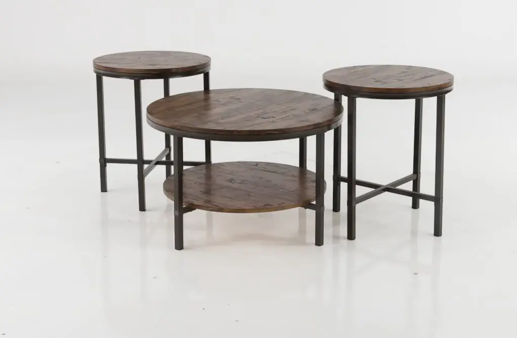 Sedona Rustic Oak Table， Set of 3