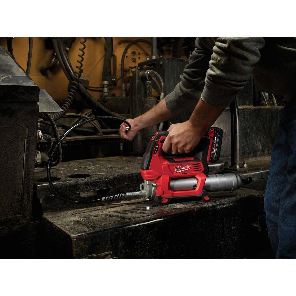 MW M18 18V Lithium-Ion Cordless Grease Gun 2-Speed W M18 5.0 Ah Battery 2646-20-48-11-1850