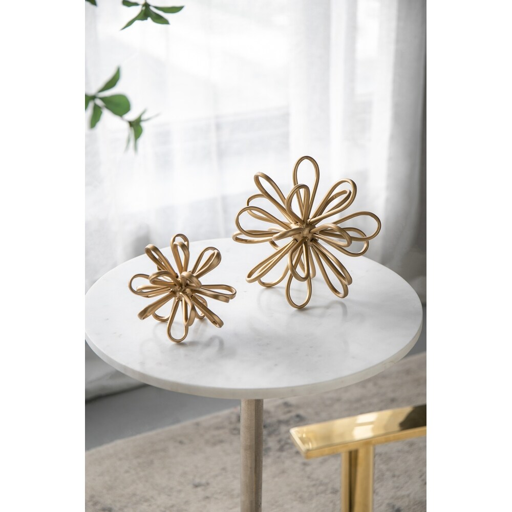 A B Home   Flower Statuaries   Set of 3   Gold