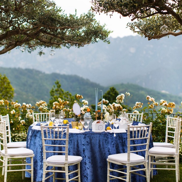 Rcz D cor Elegant Round Table Cloth Made With Fine Crushed velvet Material Beautiful Royal Blue Tablecloth With Durable Seams