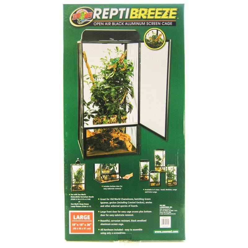 Zoo Med Reptibreeze Open Air Aluminum Screen Cage - Black Large (18