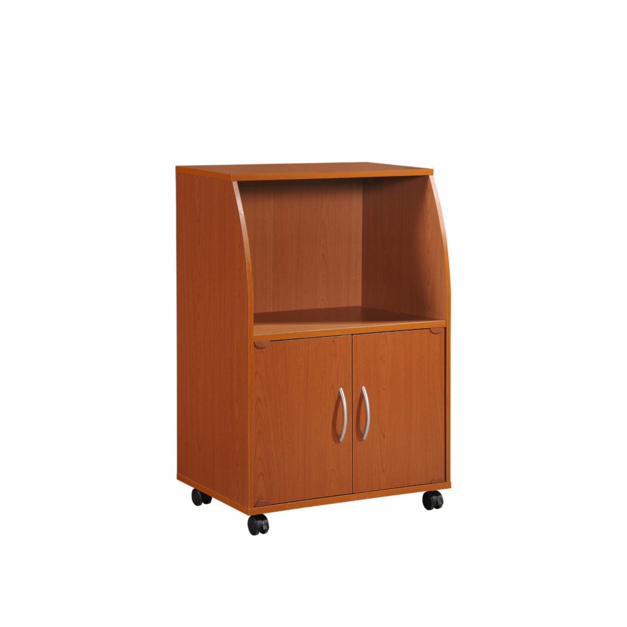 Hodedah Kitchen Cart in Cherry， Wood