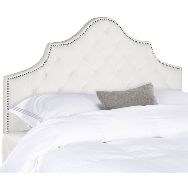 Safavieh Arebelle White Velvet Upholstered Tufted Headboard - Silver Nailhead (King) - - 11551800