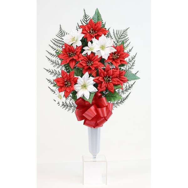 Memorial Christmas Poinsettia Cemetery Vase