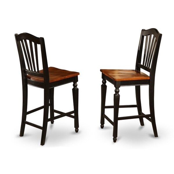 East West Furniture Chelsea Black/ Cherry 24-inch Stool - Set of 2 (Seat's Type Options)