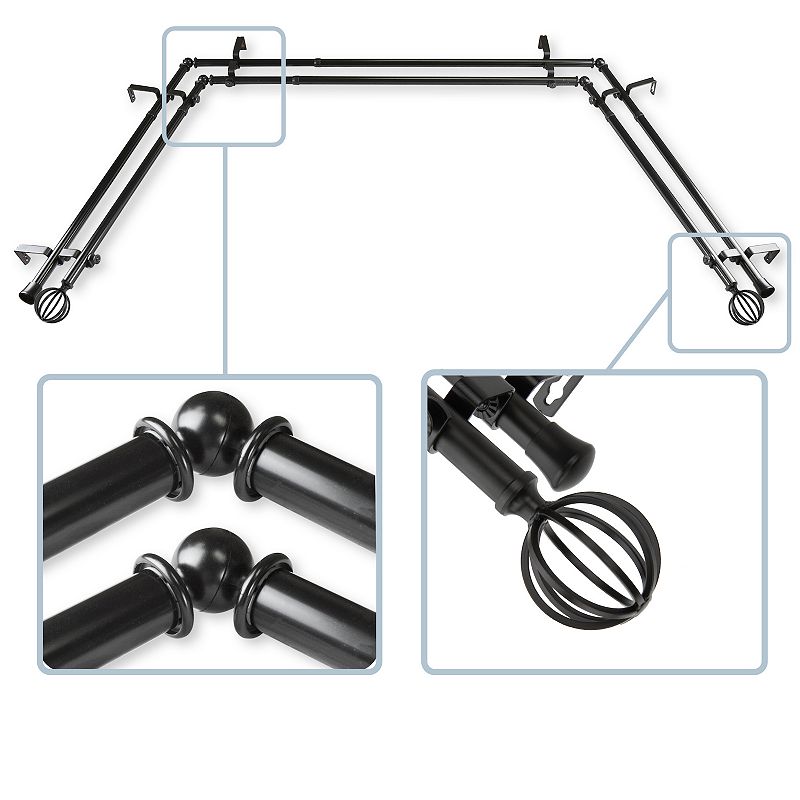 Rod Desyne Cage 13/16 Bay Window Double Curtain Rod