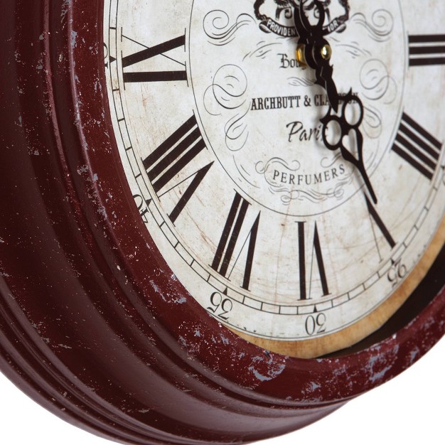 Round Wall Clock Distressed Red Yosemite Home Decor