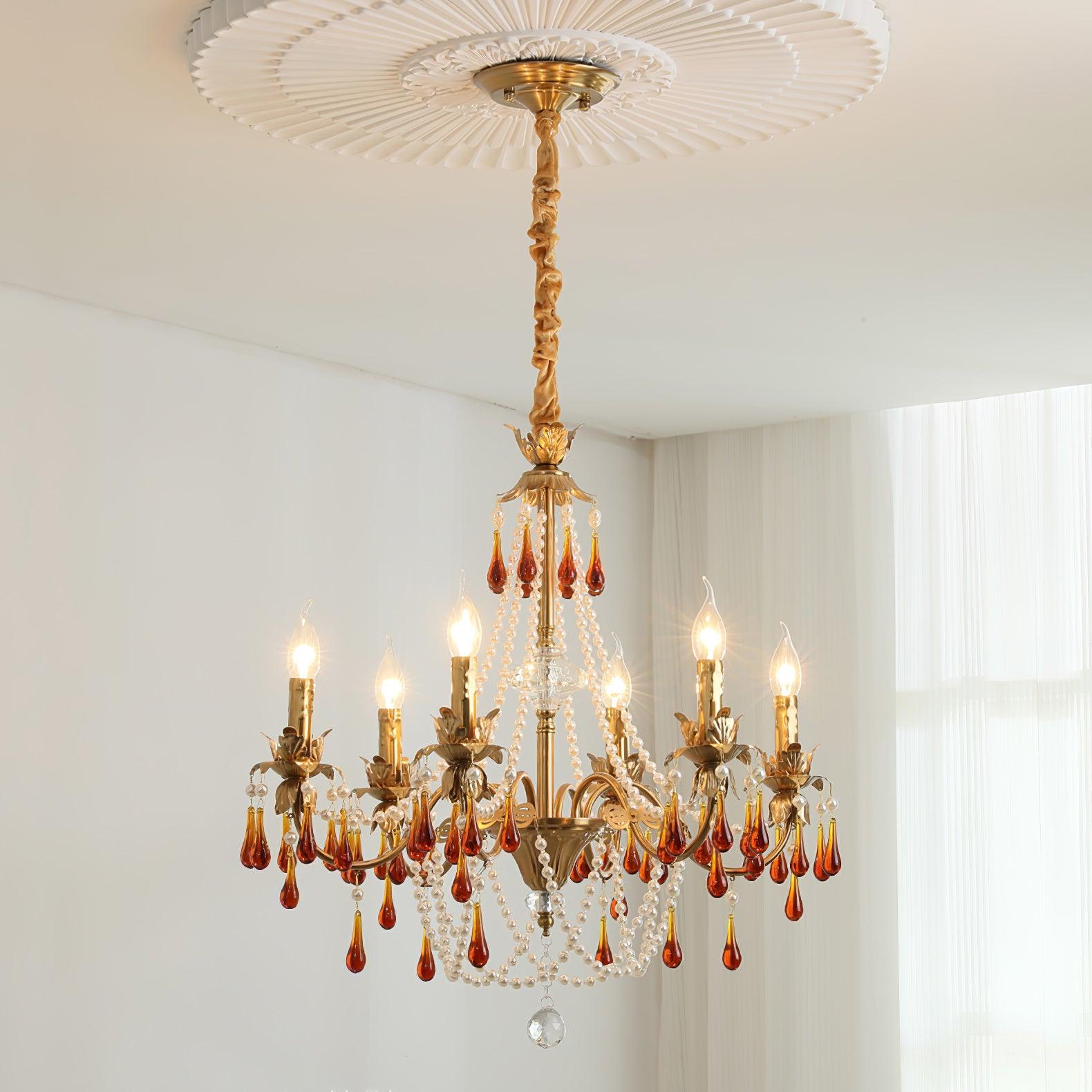 Aureate Amber Crystal Chandelier