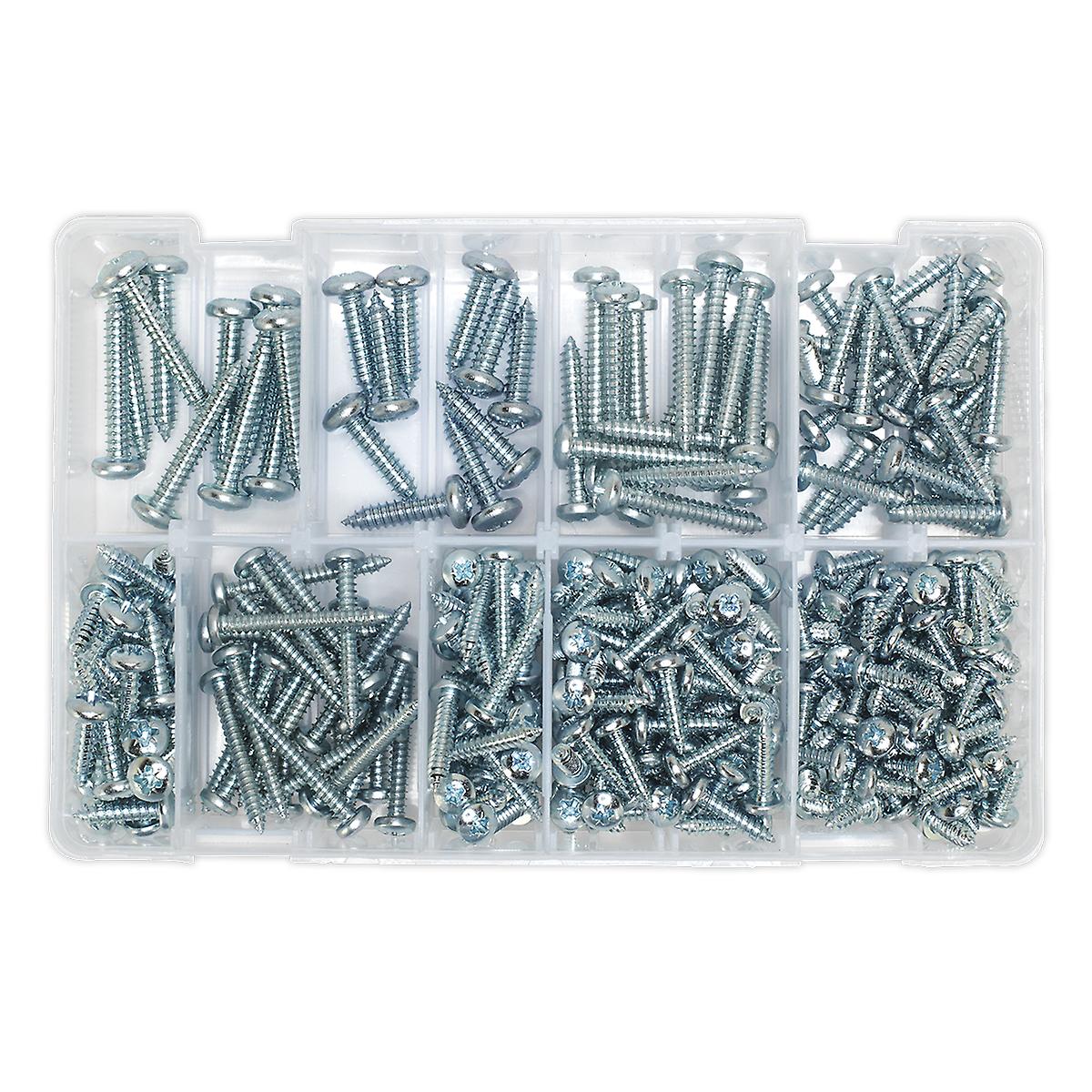 Sealey Ab064Stpp Self Tapping Screw Assortment 305Pc Pan Head Pozi Zinc