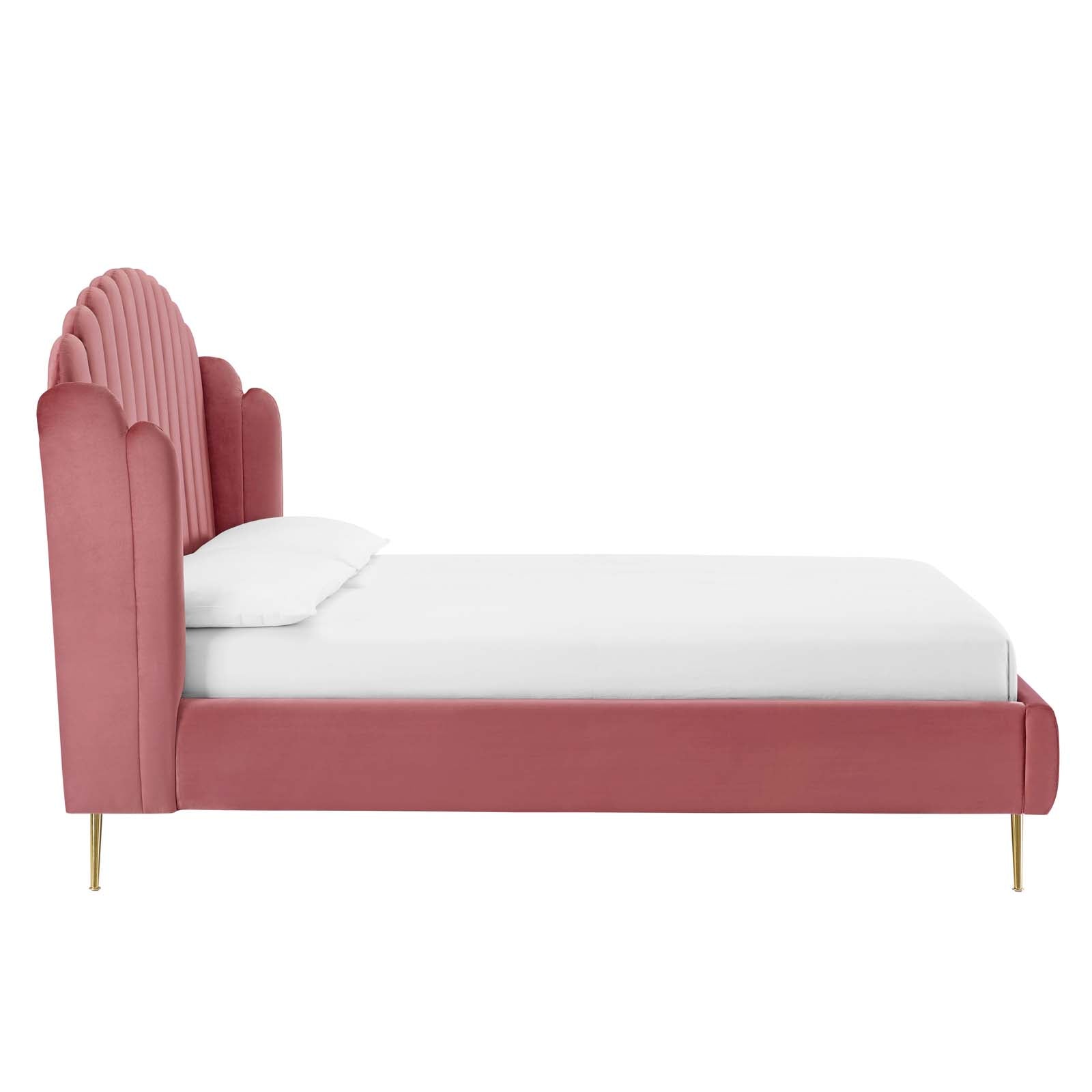 Lana Queen Performance Velvet Wingback Platform Bed-MOD-6282