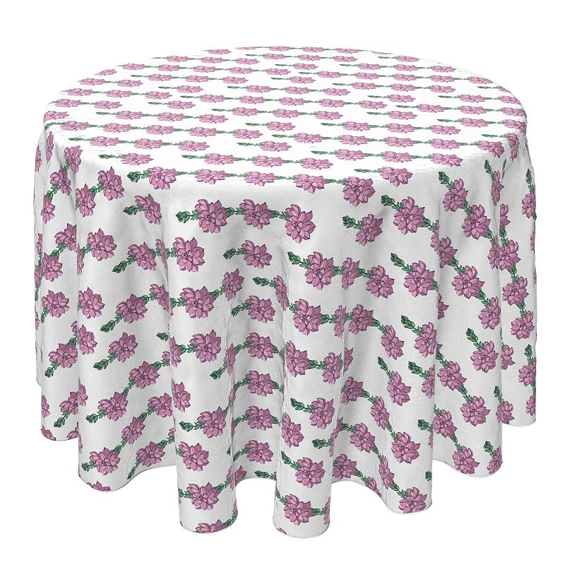 Round Tablecloth， 100% Cotton， 60 Round， Wild Spring Leaf