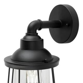 PRIVATE BRAND UNBRANDED 1-Light Black Hardwired Outdoor Nautical Wall Lantern Sconce G19332