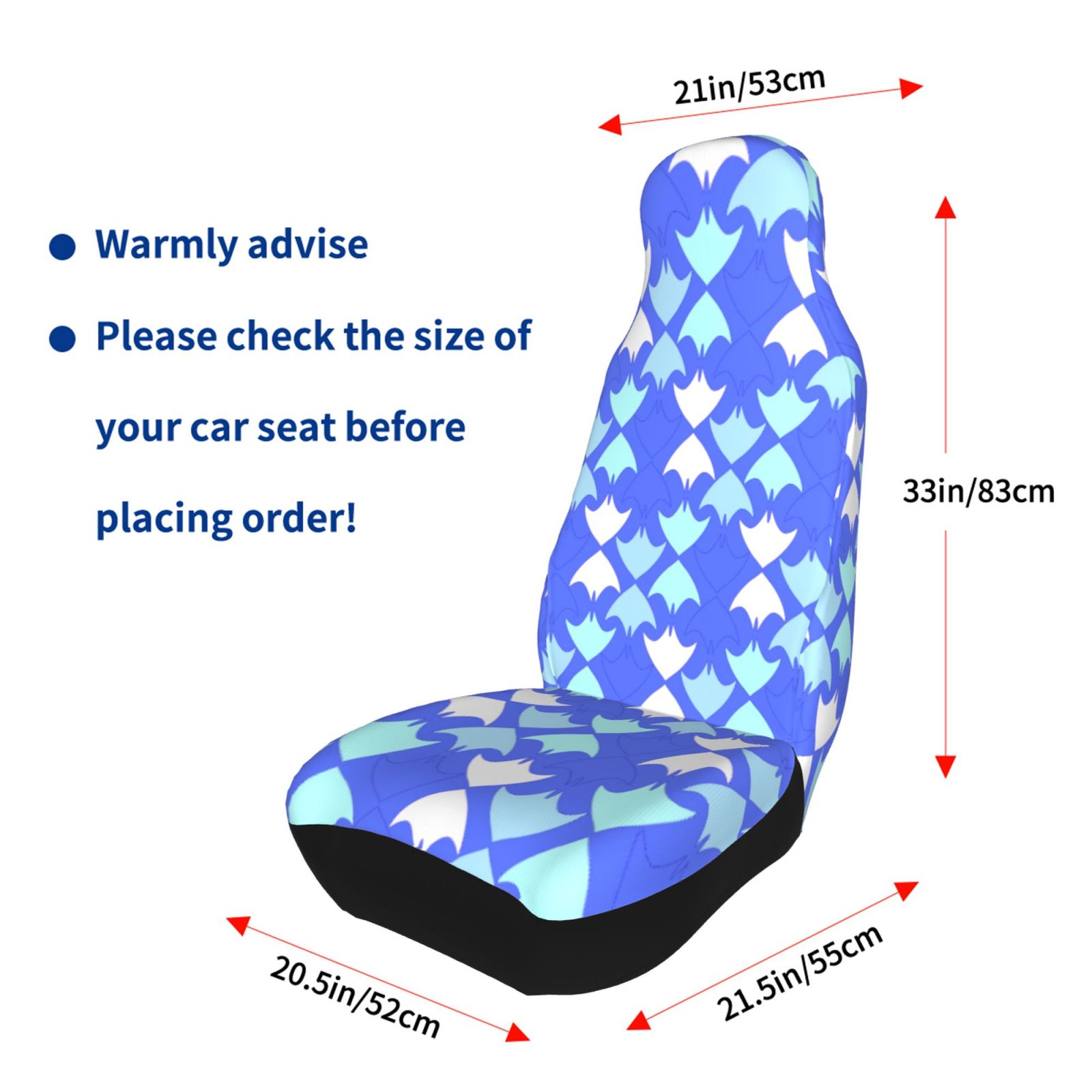 TEQUAN Front Seat Covers， Blue Abstract Swifts Mosaic Collage Pattern 2 Piece Car Seat Cover Fit Most Car SUV Truck Van