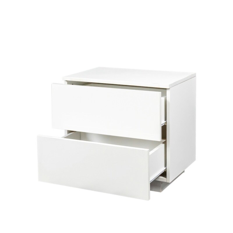 Modern 2 Drawers High gloss Nightstand with LED Lights